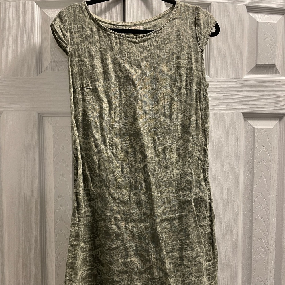 Lina Tomei linen sage green mini dress